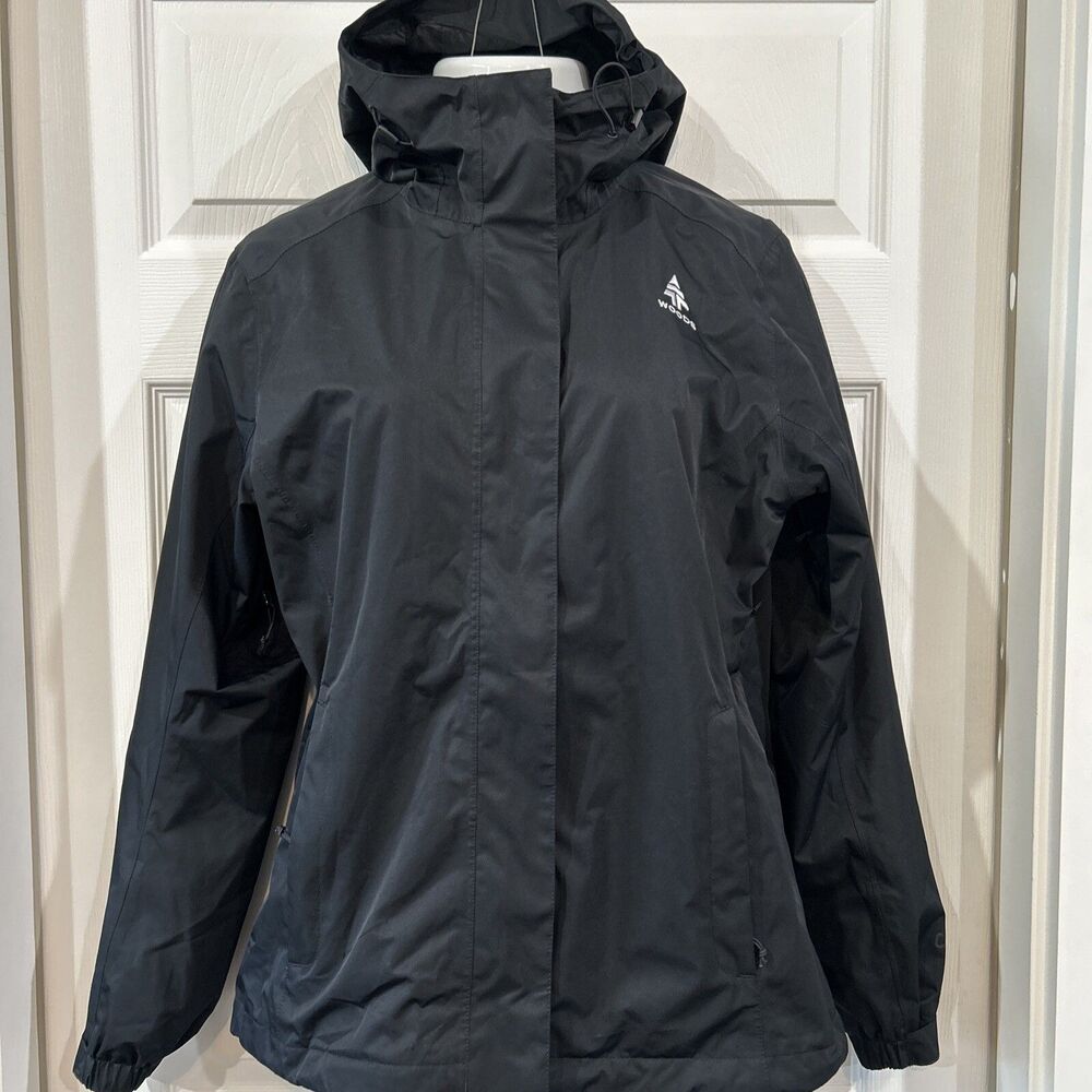 Woods Technical Water Resistant Canatite Shell Rain Jacket Hoodie Women's L